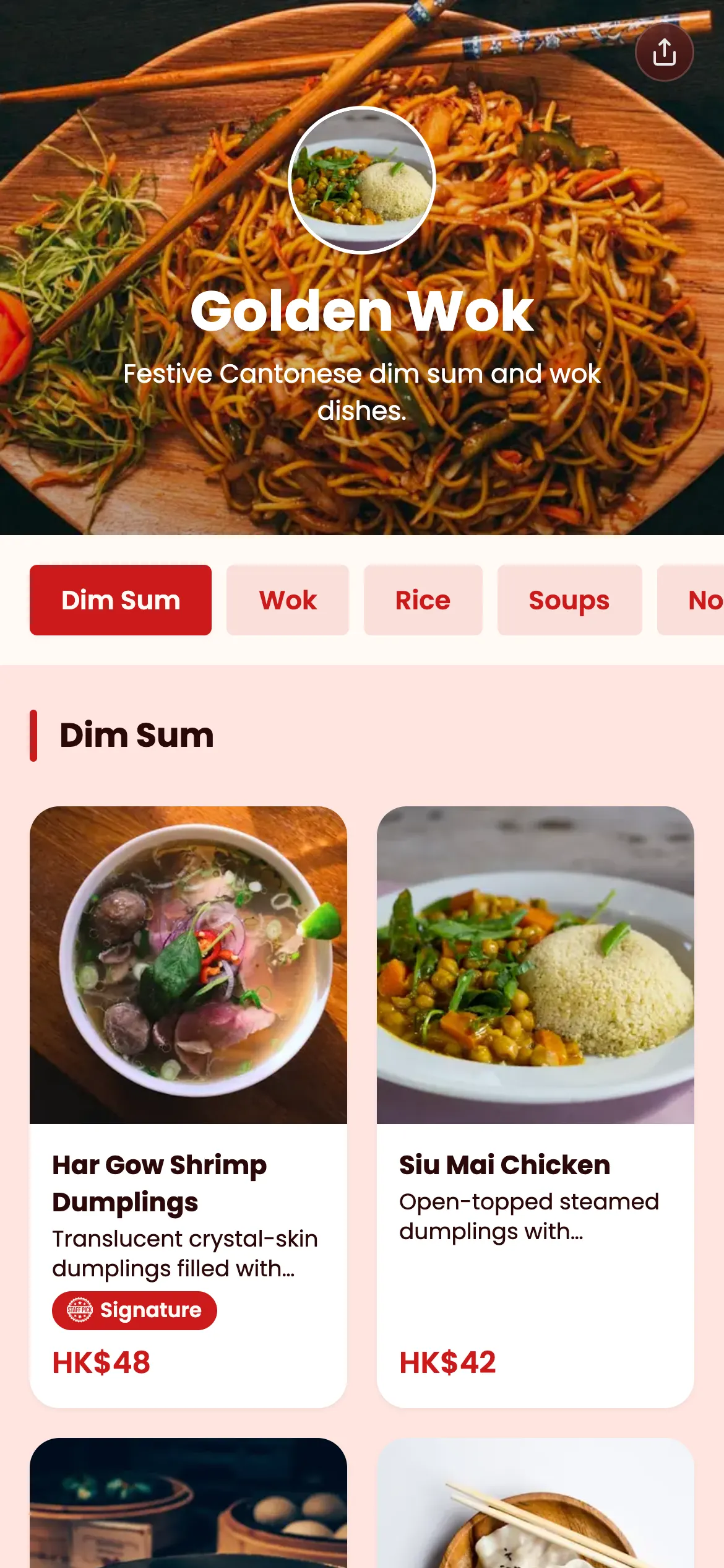 Golden Wok menu
