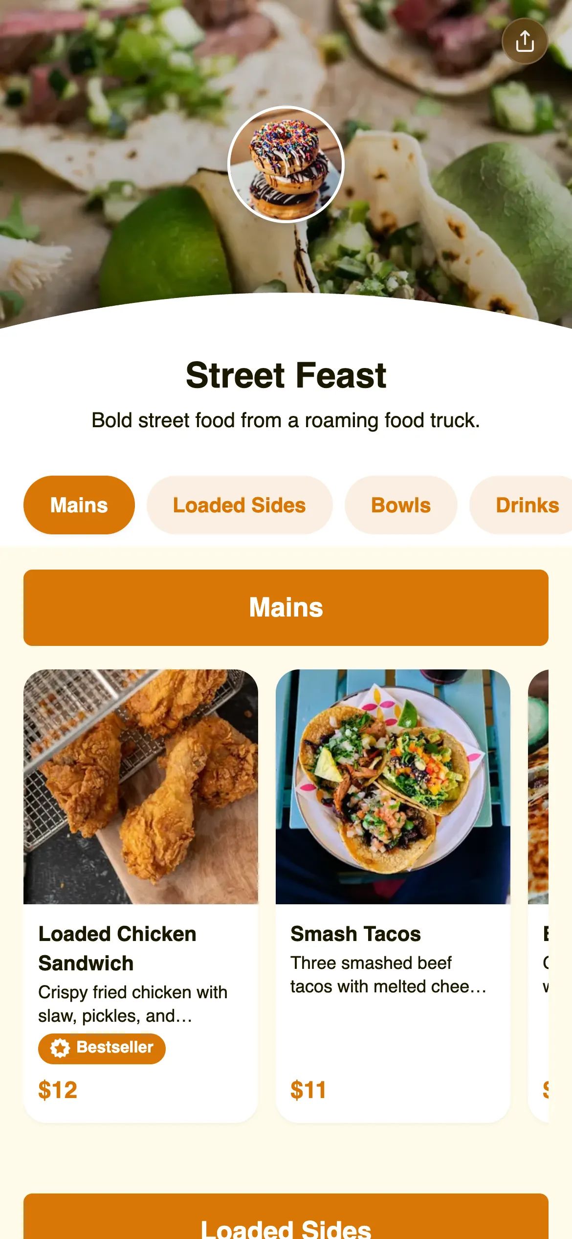 Street Feast digital menu template