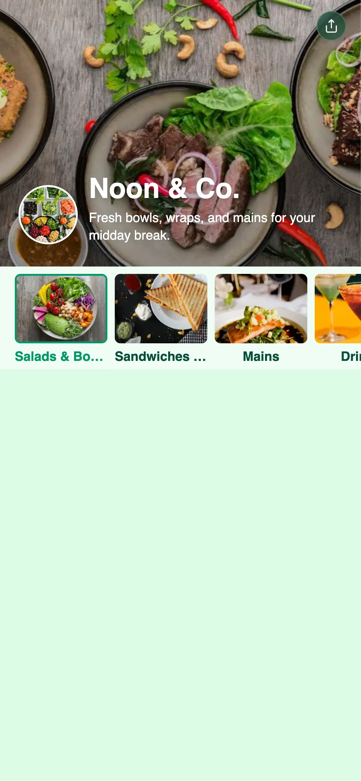 Noon & Co. digital menu template