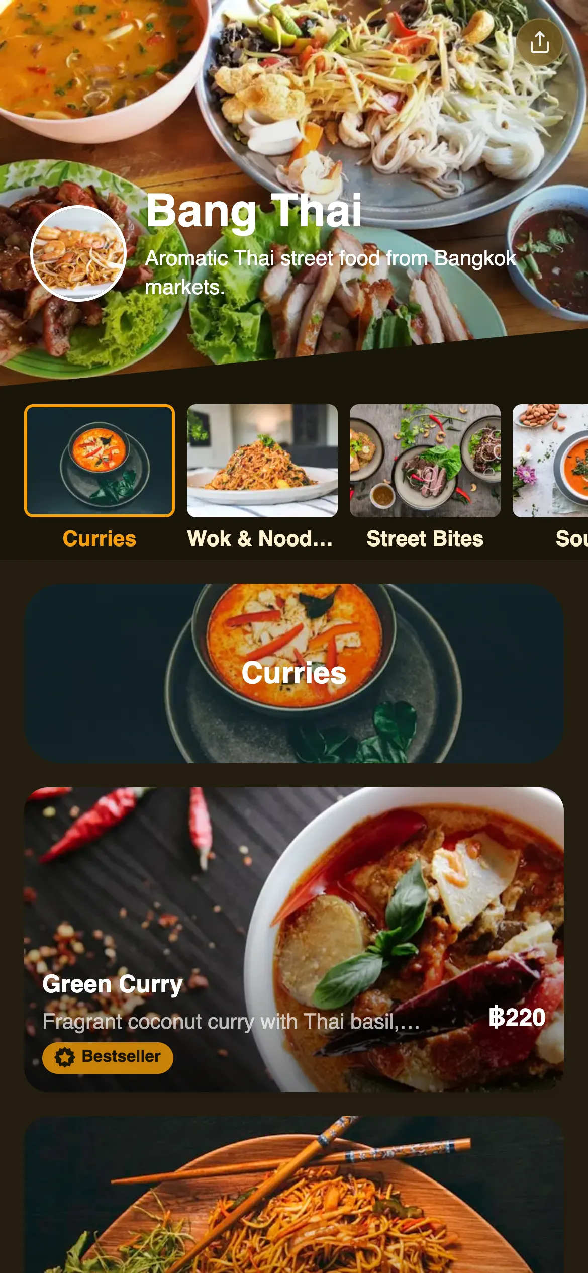Bang Thai menu